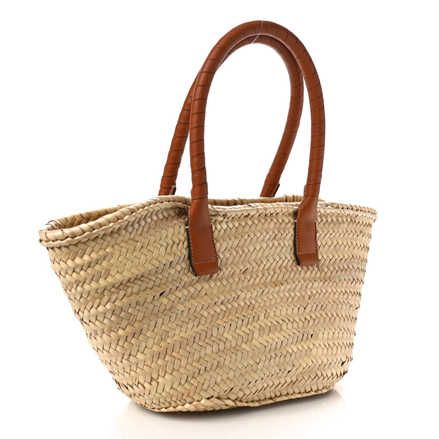 Chloe Raffia Small Grain Calfskin Medium Marcie Basket Tan 3 of 11