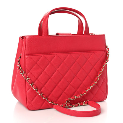 Chanel Caviar Quilted Small Business Affinity Shopping Bag Red 3 of 9