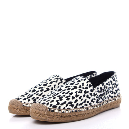 Saint Laurent Canvas Leopard Print Espadrilles 40 White Black 3 of 12