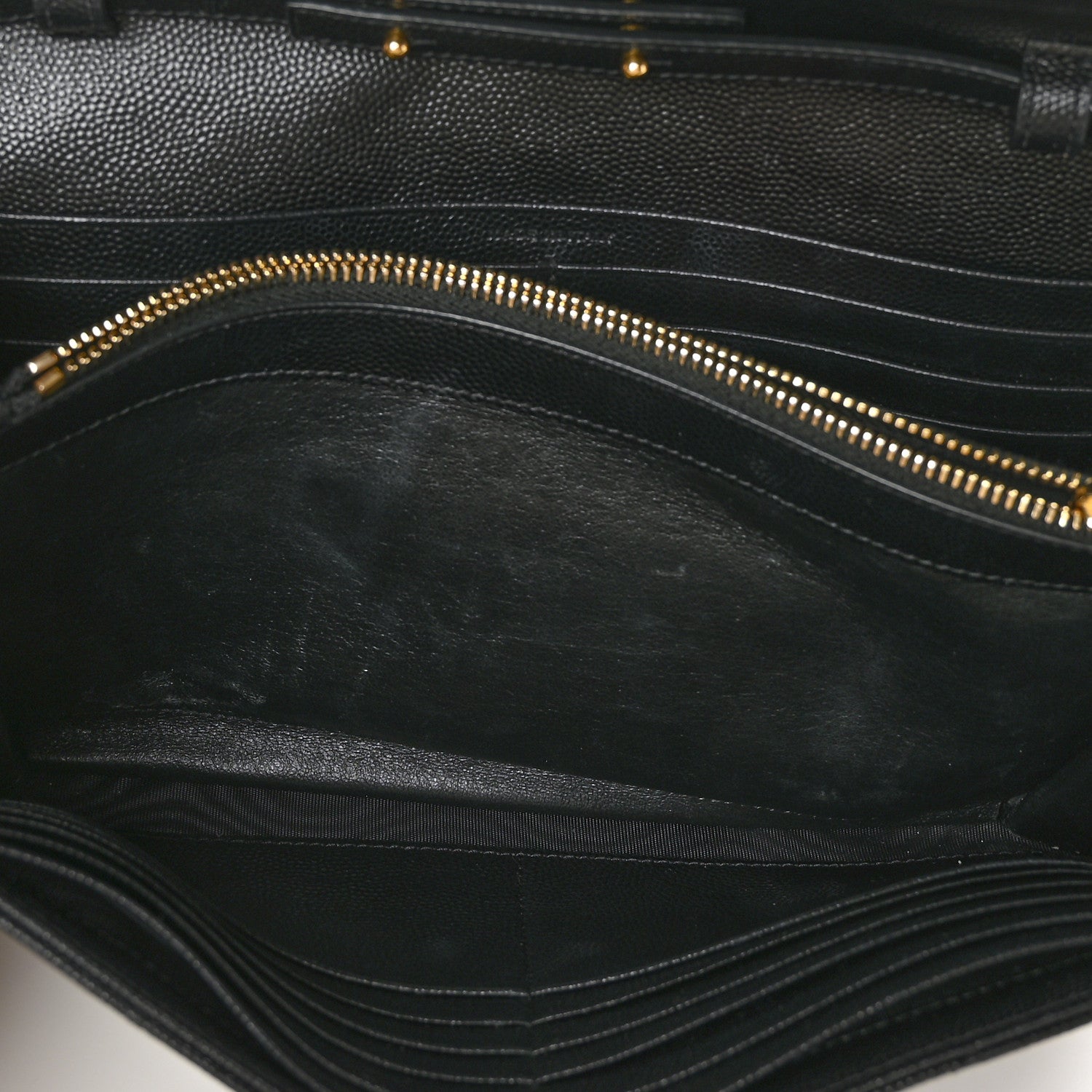 Saint Laurent Grain De Poudre Matelasse Chevron Monogram Chain Wallet Black 4 of 7