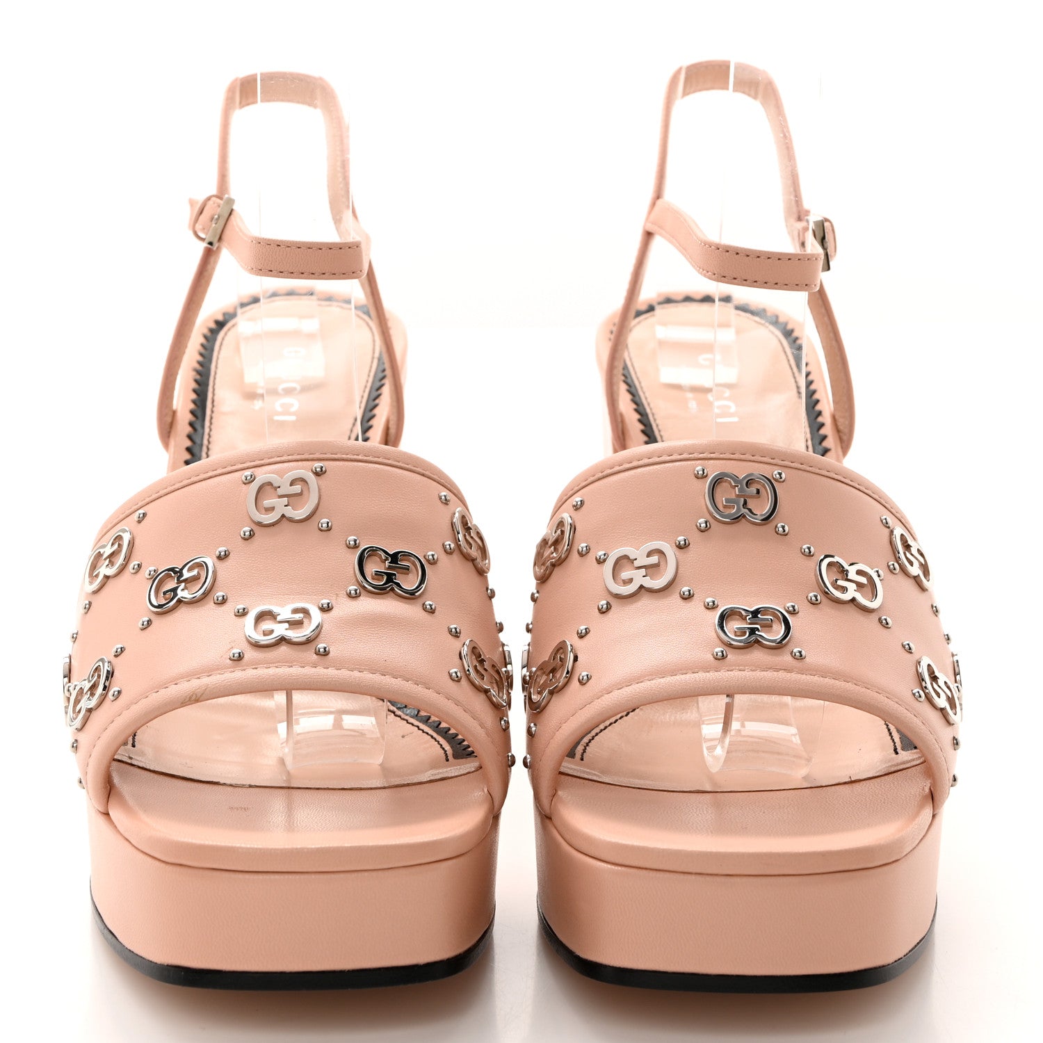 Gucci Malaga Kid Interlocking G Studs 25/85mm Platform Sandals 38 Perfect Pink 2 of 9