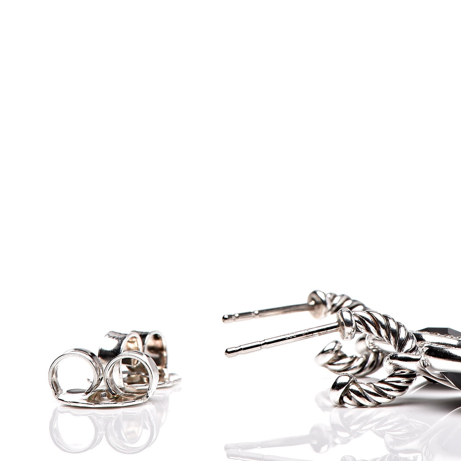 David Yurman Sterling Silver Diamond Black Onyx Labyrinth Drop Earrings 3 of 4