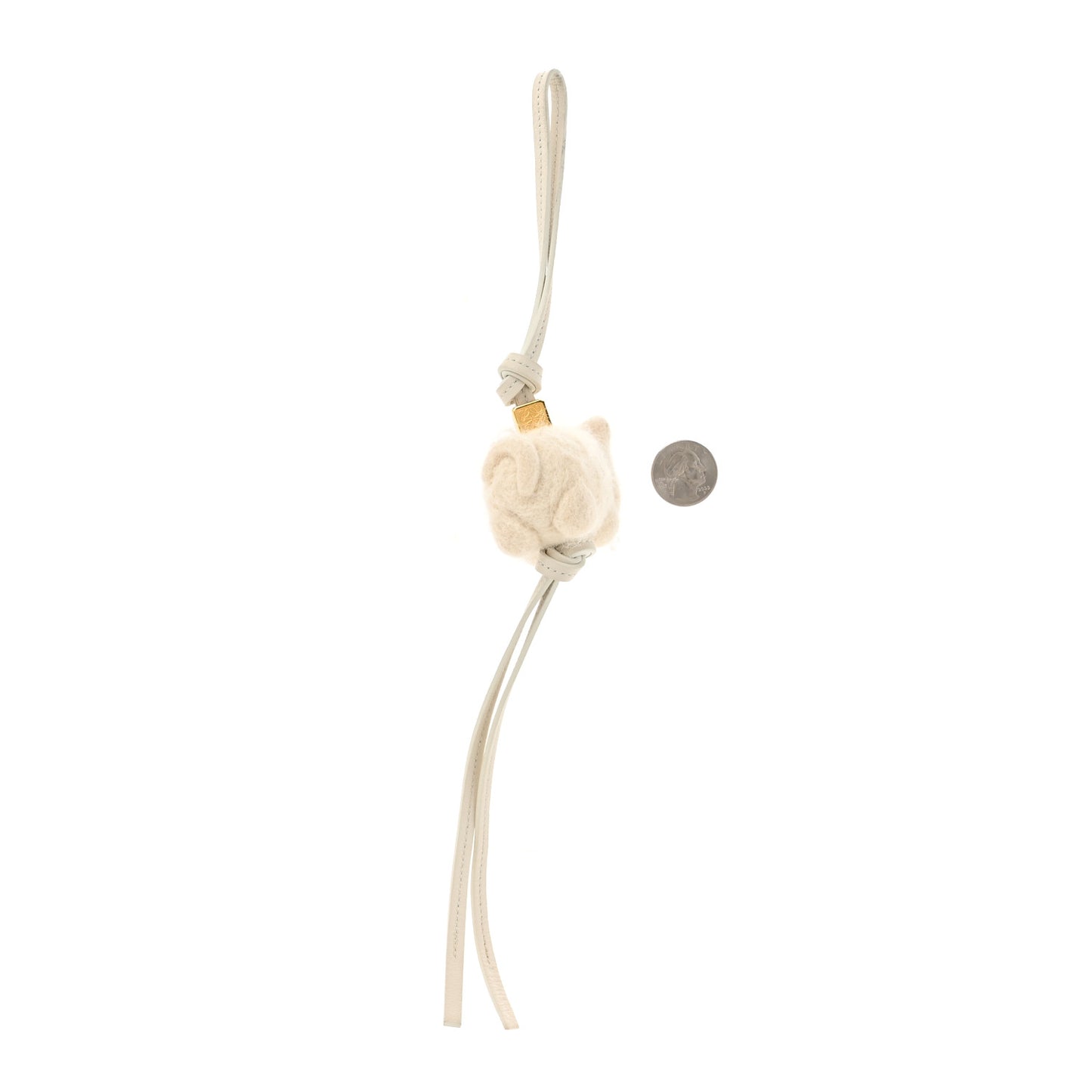 Calfskin Felt Chow Chow Bag Charm Soft White