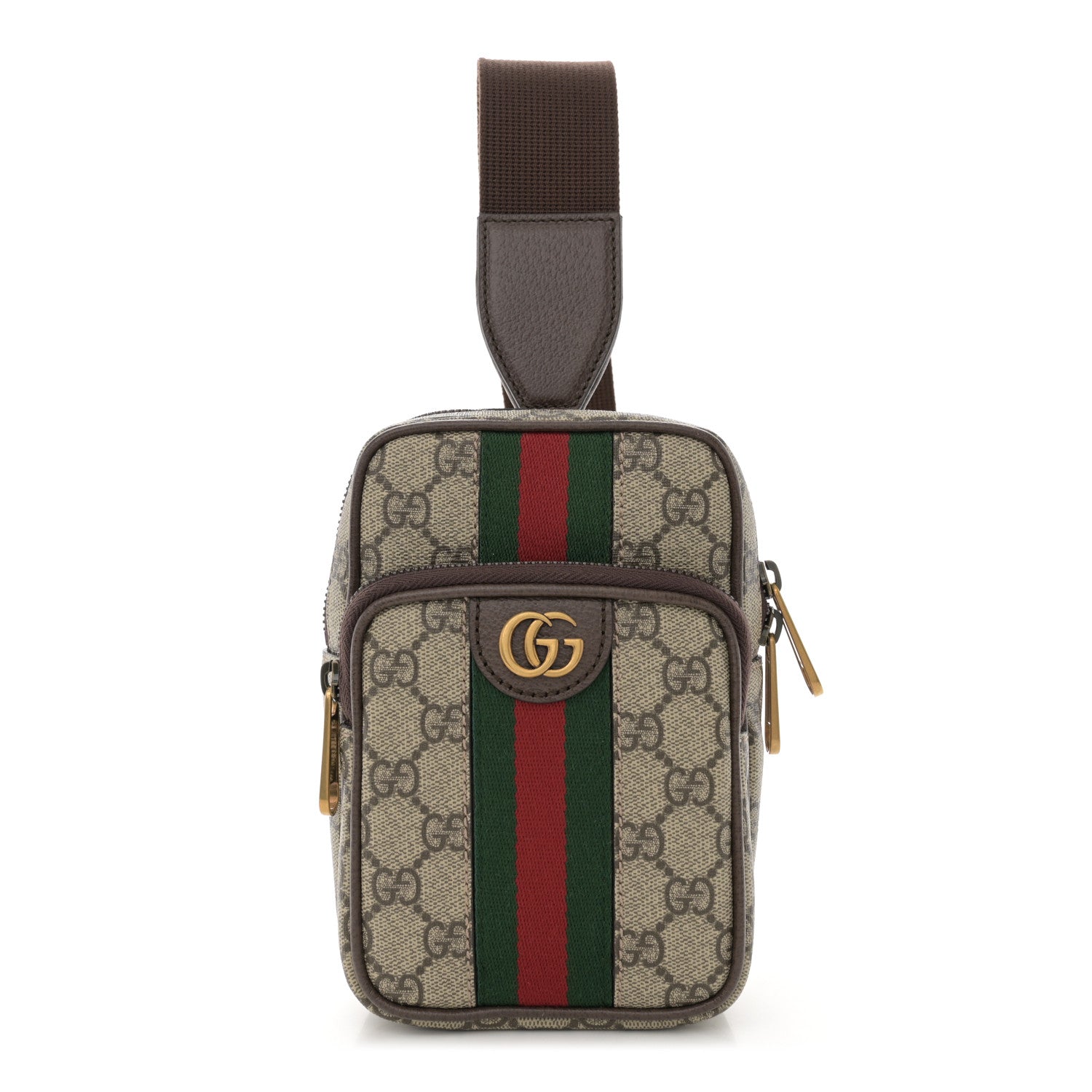 Gucci GG Supreme Monogram Web Mini Ophidia Messenger Brown 1 of 10