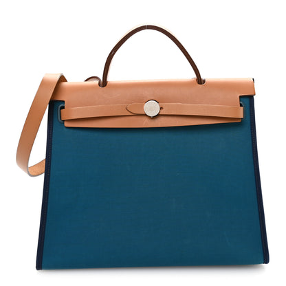 Hermes Toile Officier Vache Hunter Herbag Zip PM 31 Bleu Izmir Fauve 1 of 12