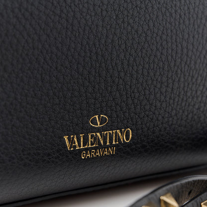 Valentino Garavani Pebbled Calfskin Medium Rockstud Flip Lock Crossbody Bag Black 6 of 9