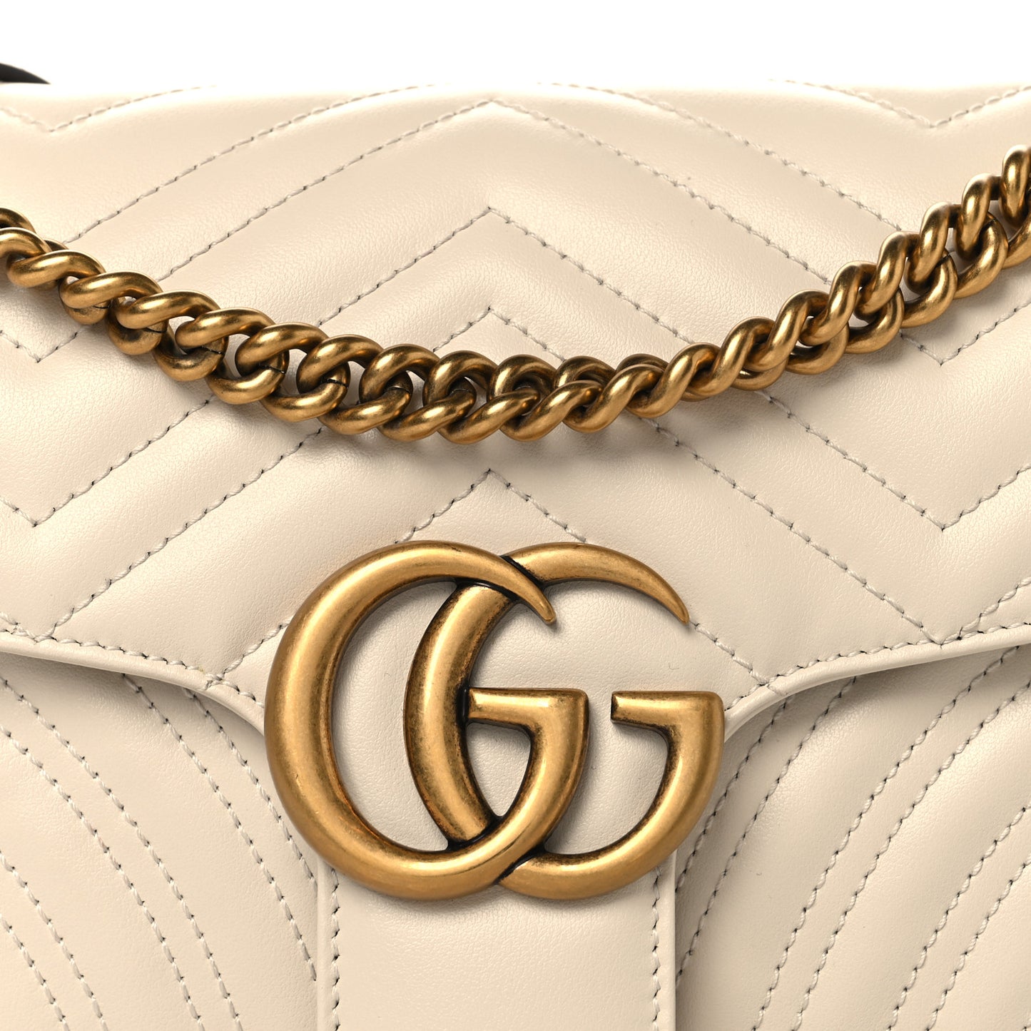 Calfskin Matelasse Small GG Marmont Shoulder Bag White