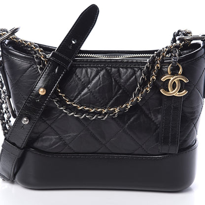 Chanel Aged Calfskin Quilted Small Gabrielle Hobo Black 7 of 9