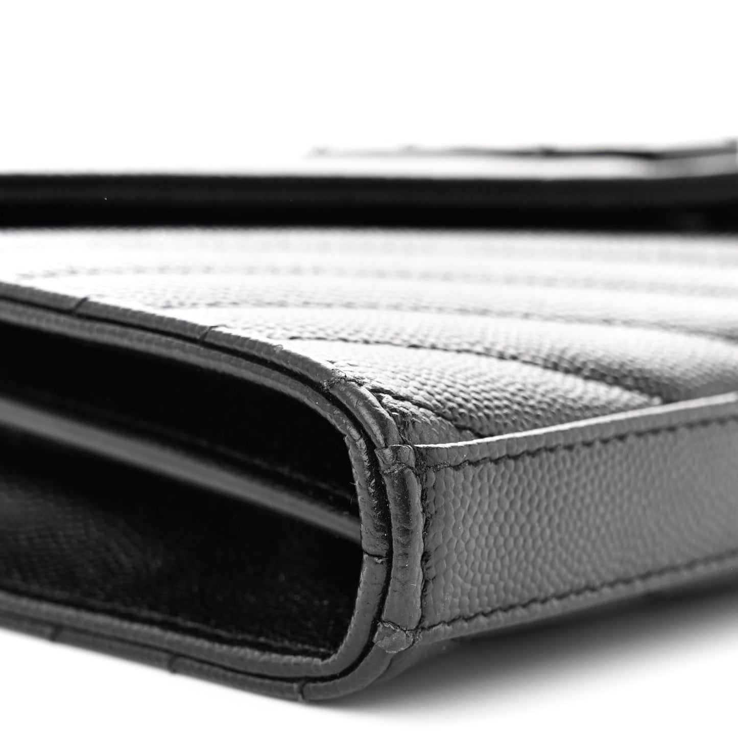 Grain De Poudre Matelasse Chevron Monogram Monochrome Chain Wallet Black