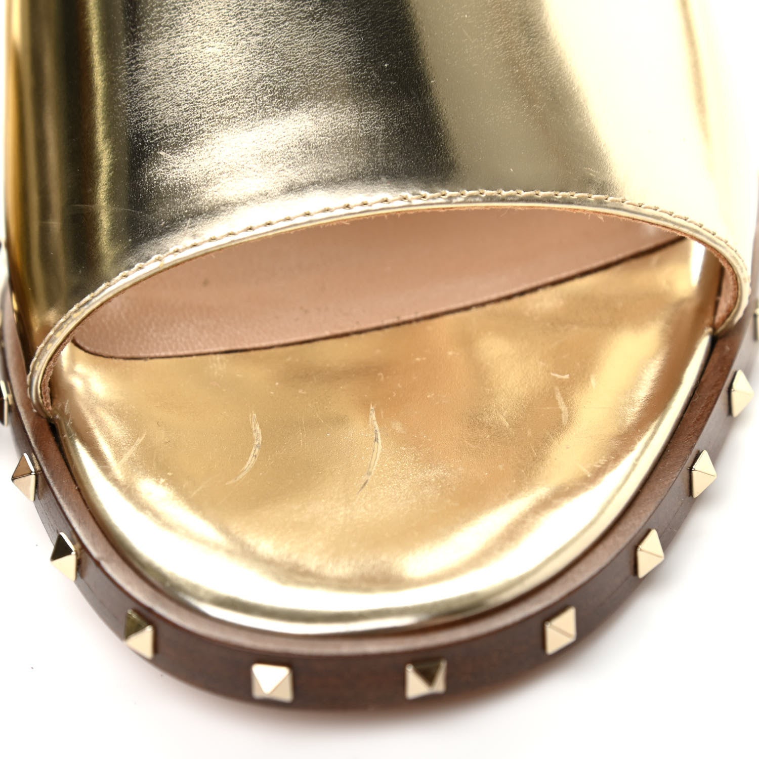 Valentino Garavani Metallic Nappa Soul Rockstud 65mm Sandals 38.5 Gold 17 of 18