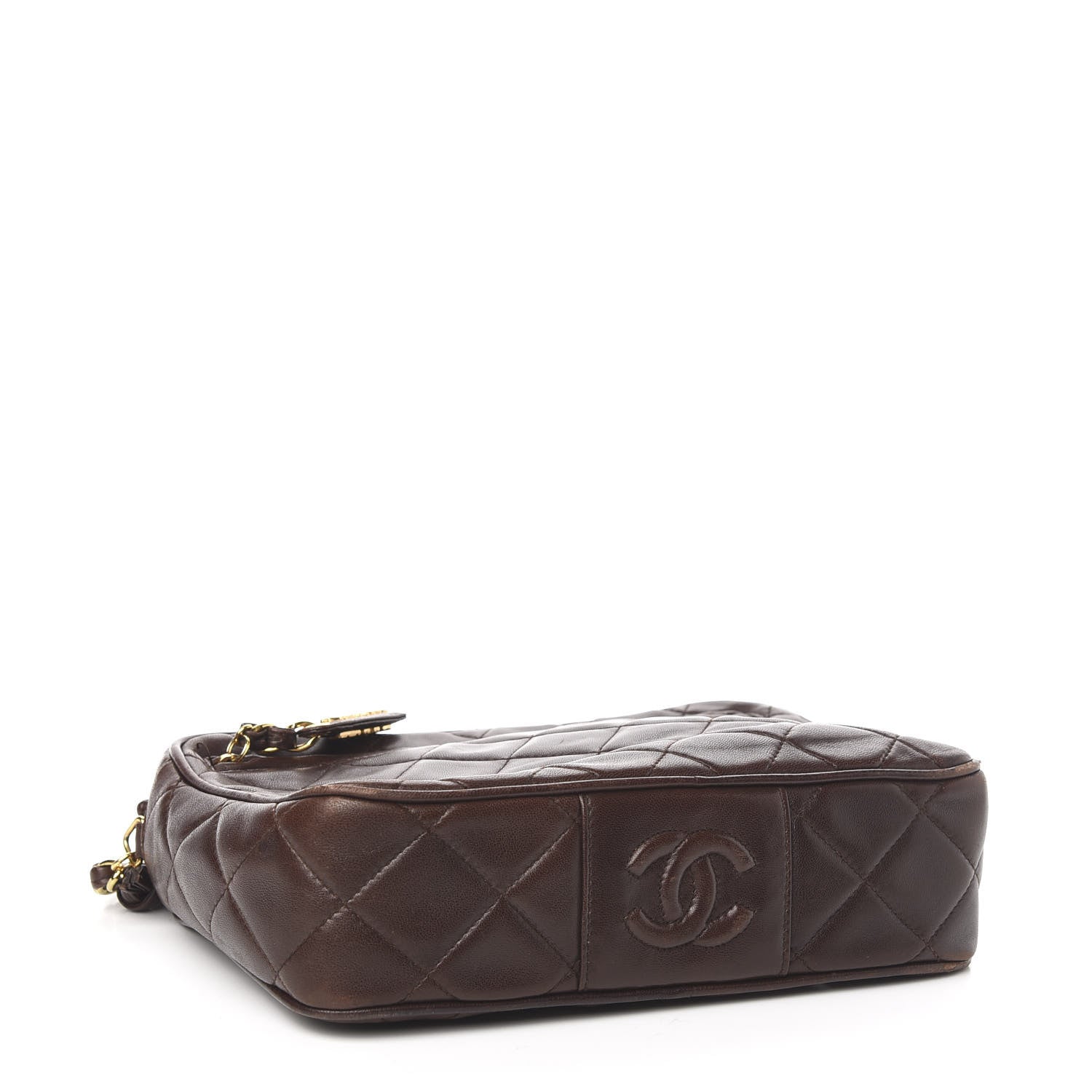 Chanel Lambskin Quilted Camera Case Brown 4 of 11