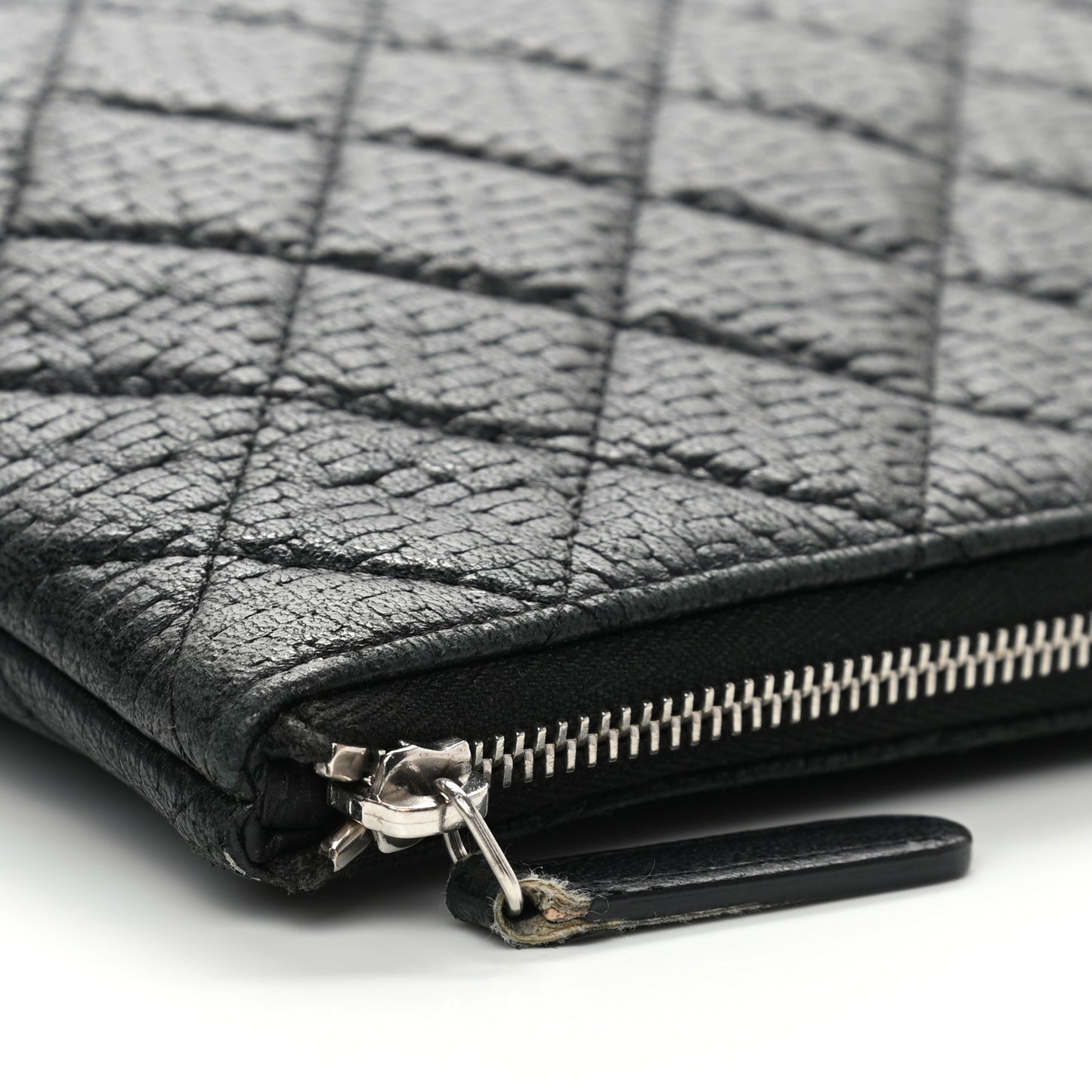 Woven Lambskin Quilted Medium Cosmetic Case Black