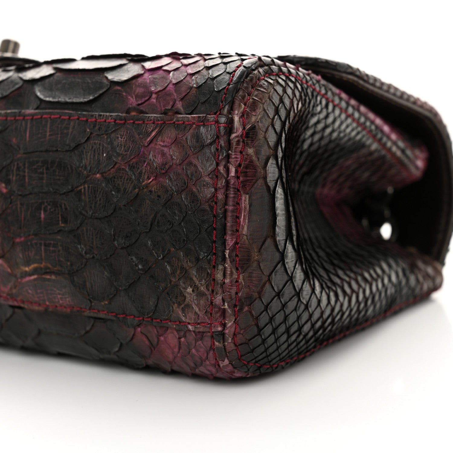 Chanel Snakeskin Soho Tassel Medium Flap Dark Pink Black 10 of 12