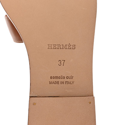 Hermes Box Calfskin Oran Sandals 37 Gold 6 of 10