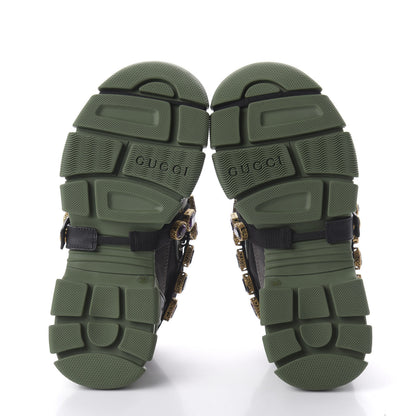 Gucci X SEGA Mesh Suede Calfskin Removable Crystals Flashtrek Sneakers 38 Loess Black Olive Green 5 of 8