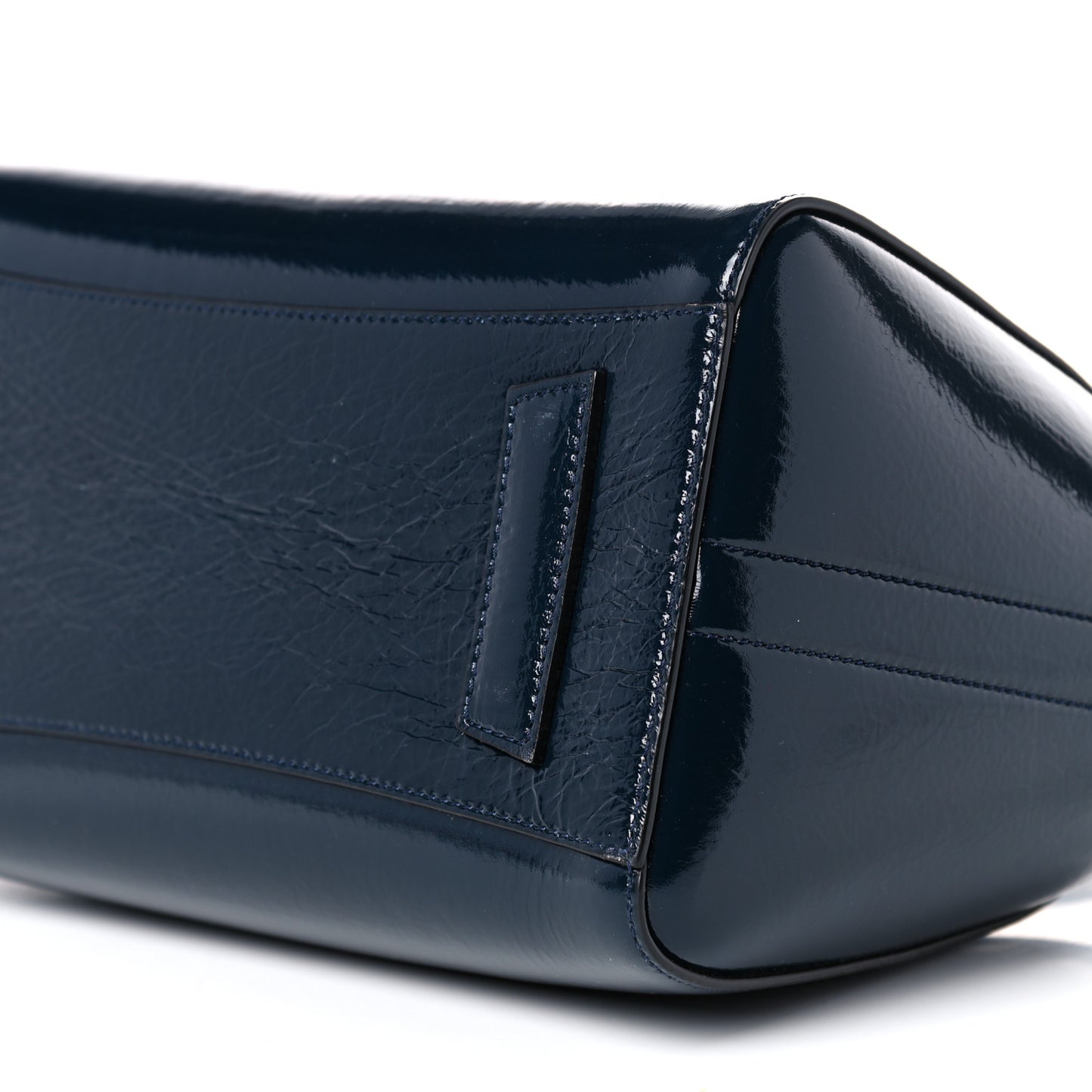 Crinkled Patent Deerskin Small Antigona Deep Blue