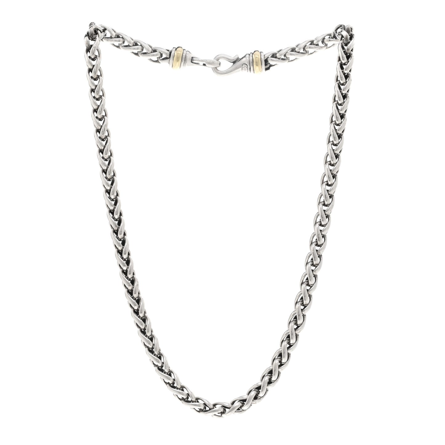 Sterling Silver 14K Yellow Gold 6mm Wheat Chain Necklace