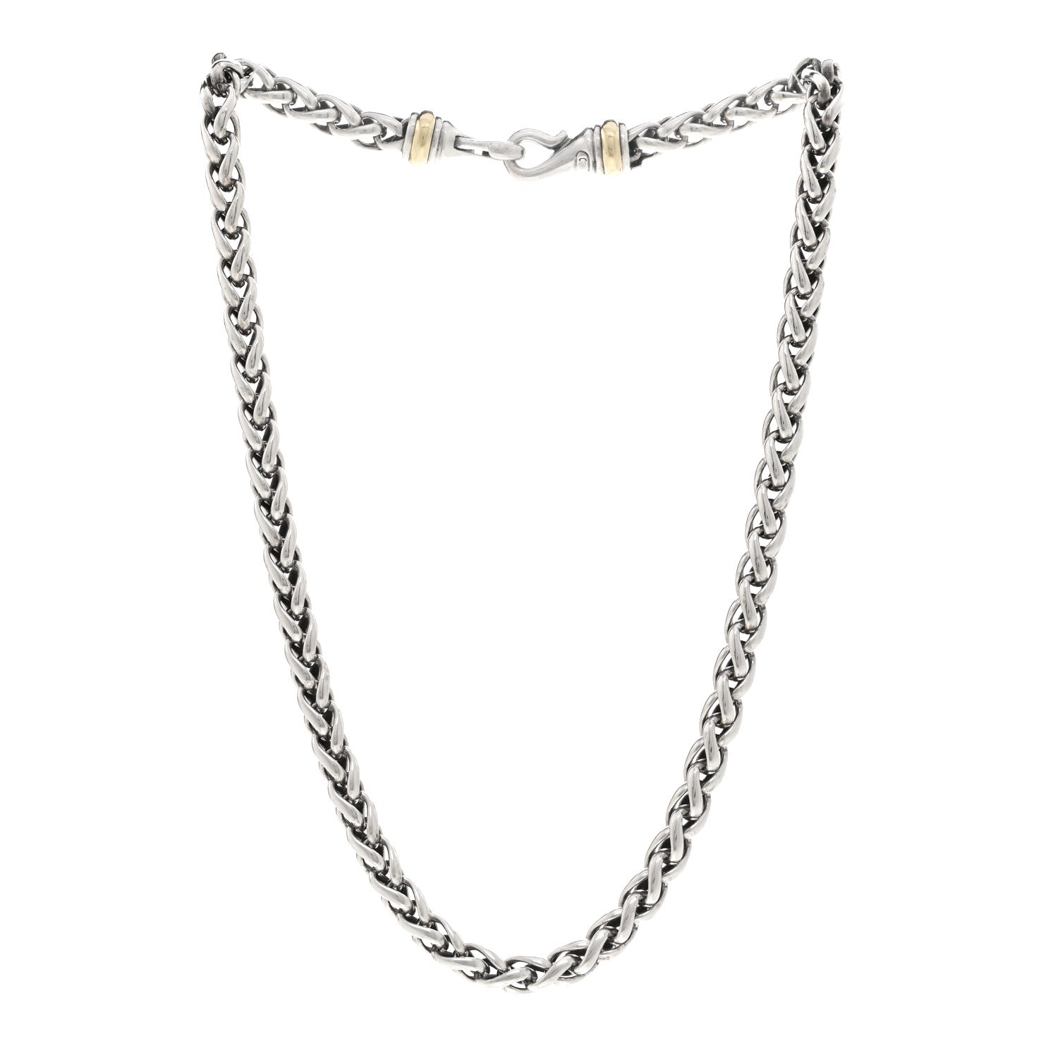 David Yurman Sterling Silver 14K Yellow Gold 6mm Wheat Chain Necklace 3 of 4