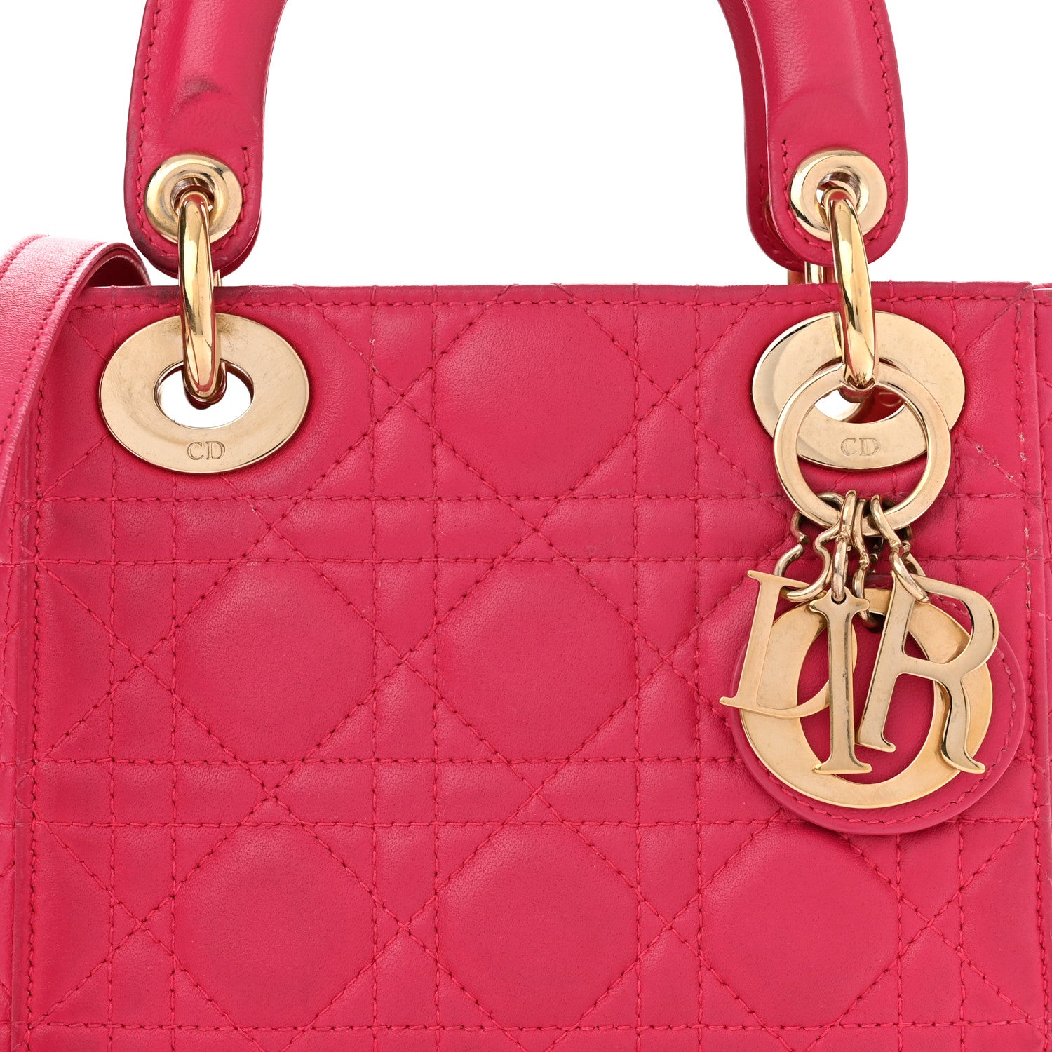 Christian Dior Lambskin Cannage Mini Lady Dior Fuchsia 8 of 11