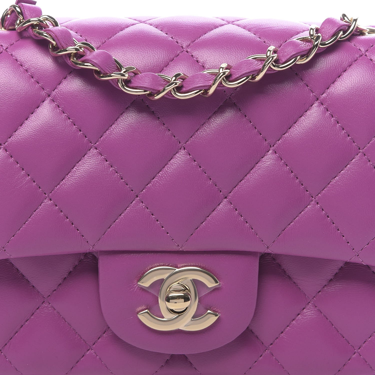 Chanel Lambskin Quilted Mini Square Flap Purple 8 of 11