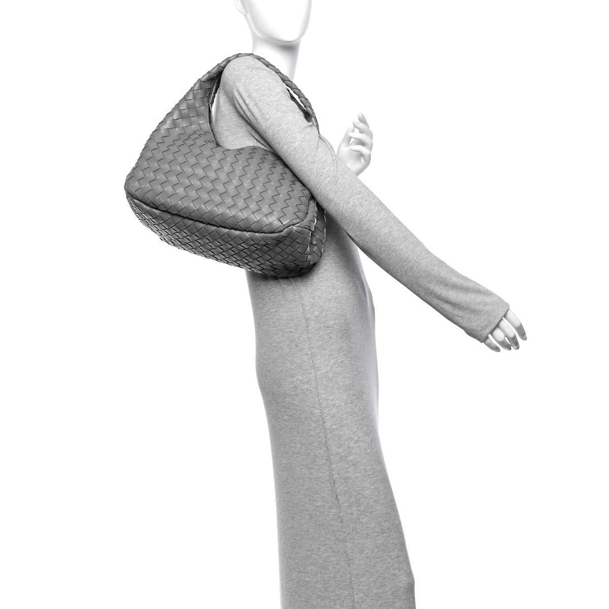 Nappa Intrecciato Medium Campana Shoulder Bag Basalt