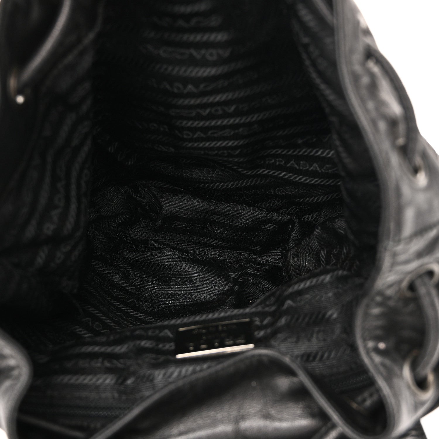 Prada Soft Calfskin Cinch Backpack Black 5 of 9