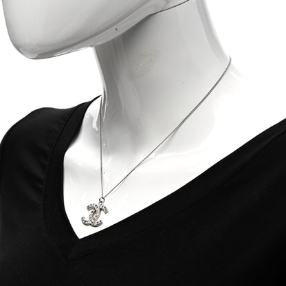 Chanel Crystal CC Pendant Necklace Silver 2 of 6