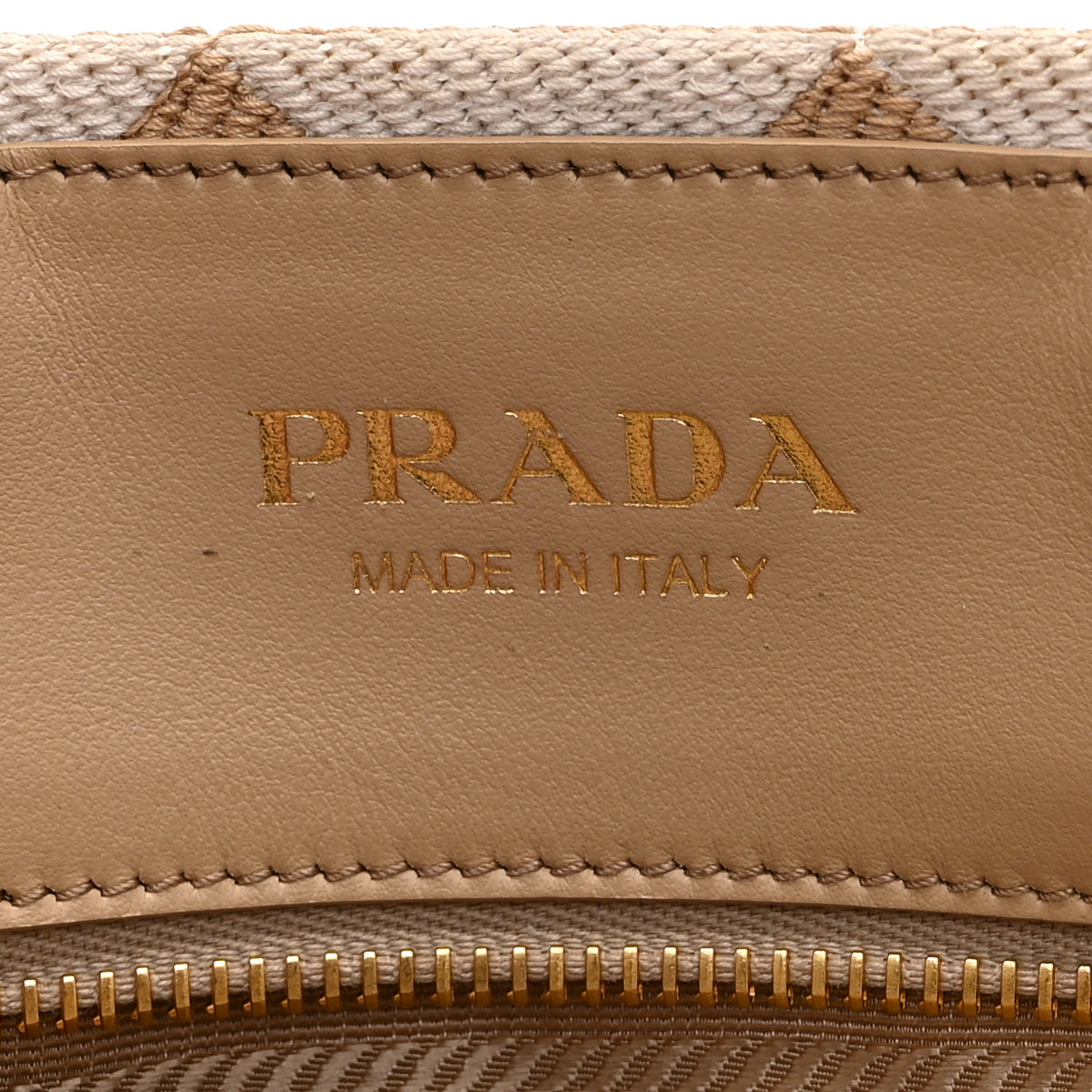 Prada Jacquard Saffiano Triangolo Symbole Embroidered Small Tote Corda Talco 6 of 11