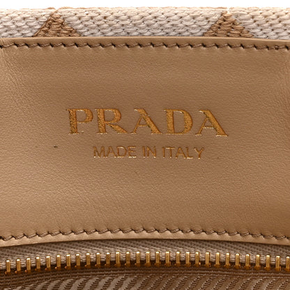 Prada Jacquard Saffiano Triangolo Symbole Embroidered Small Tote Corda Talco 6 of 11