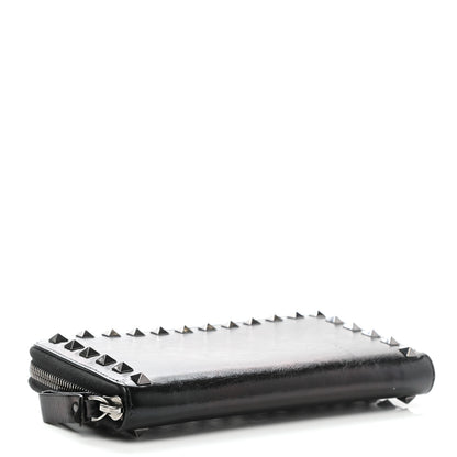 Valentino Garavani Craquele Calfskin Rockstud Zip Around Wallet Black 4 of 10