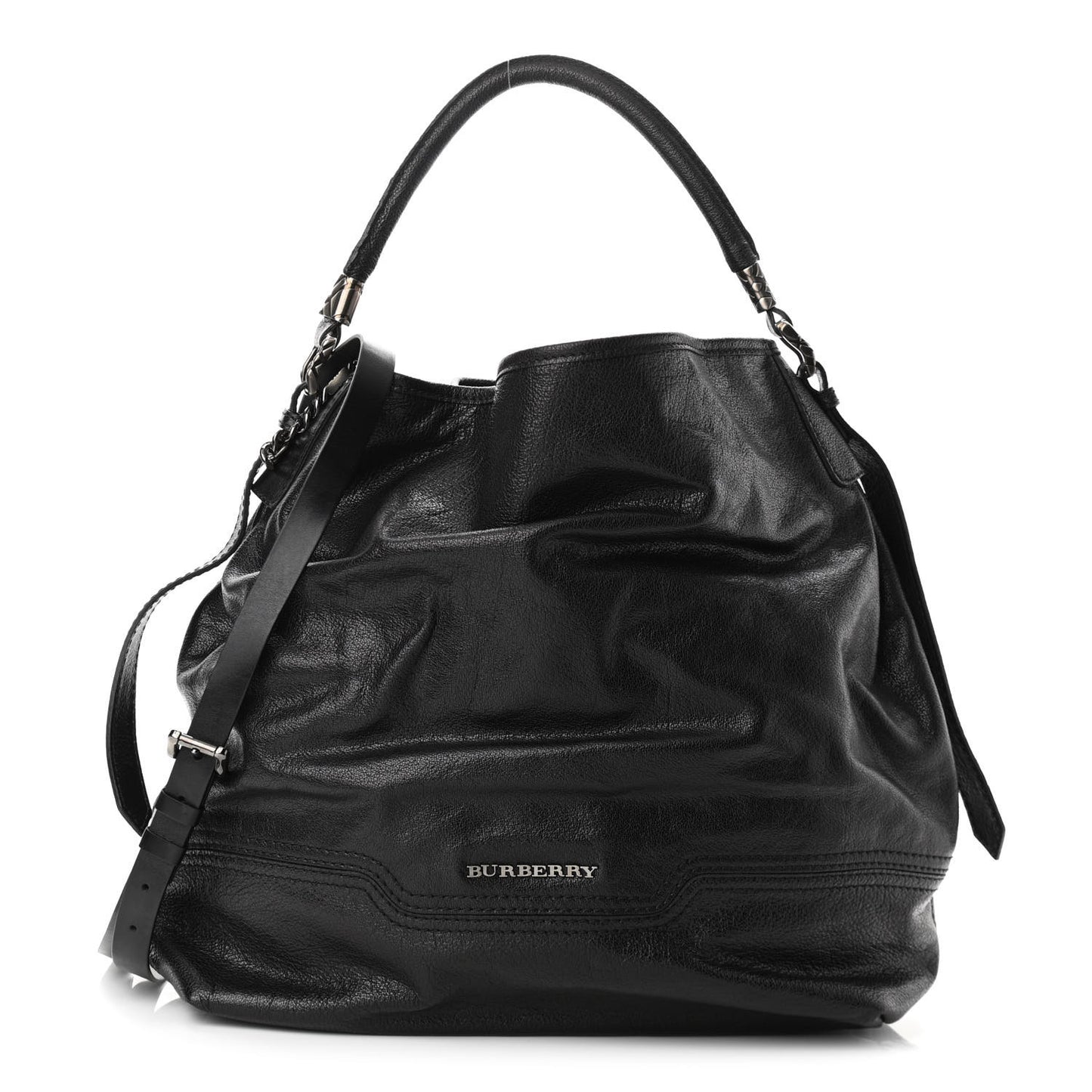 Grainy Calfskin Large Ashmore Hobo Black