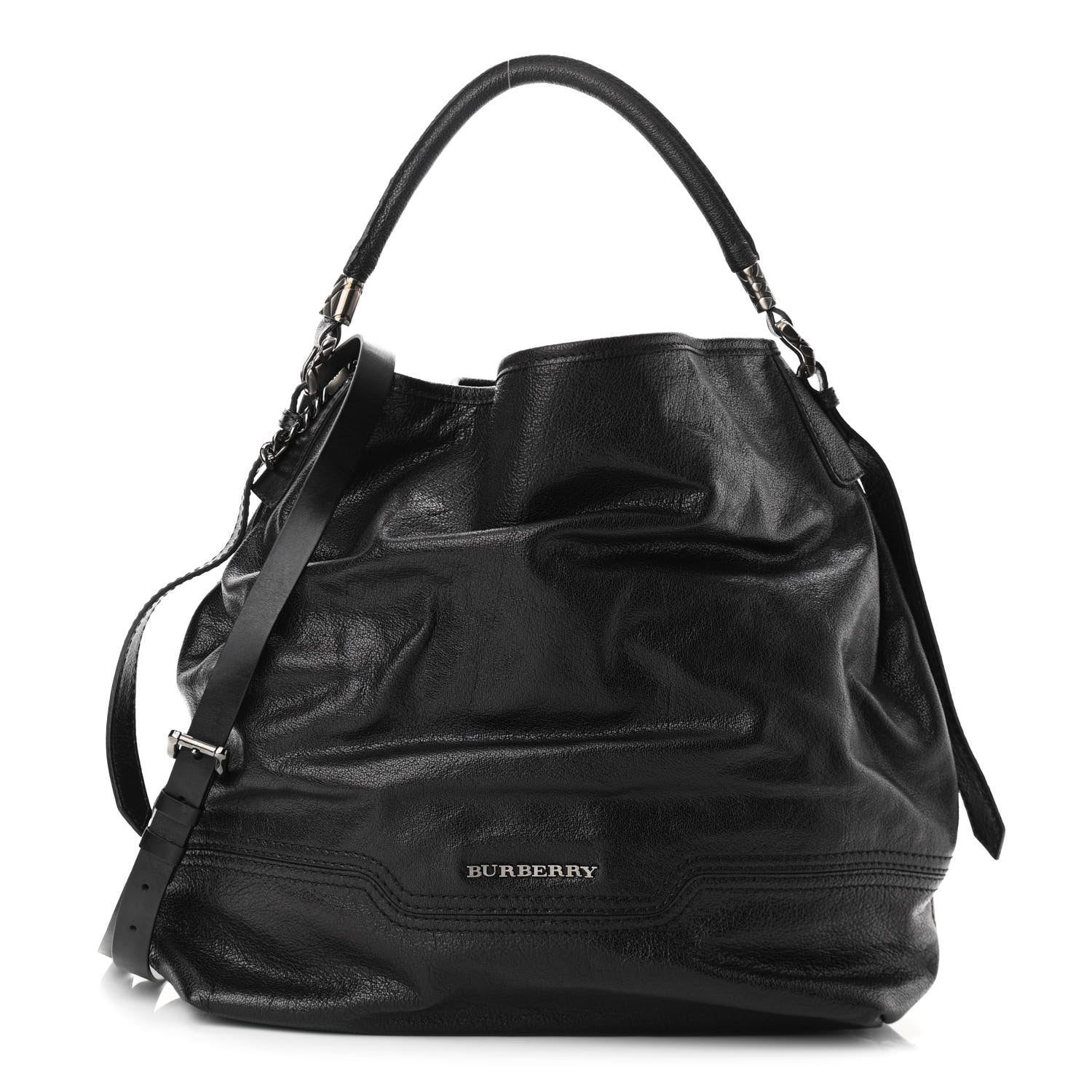 Burberry Grainy Calfskin Large Ashmore Hobo Black 1 of 12