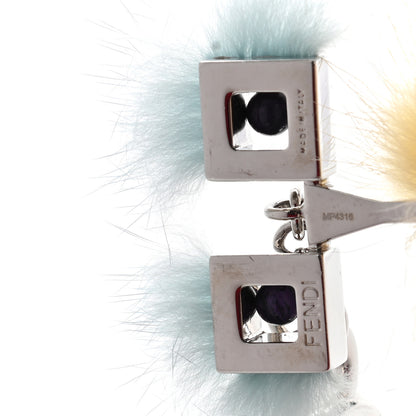 Fendi Metal Mink Fur Hypnoteyes Chick Pom Pom Bag Charm Palladium Tourmaline Pineapple 6 of 6