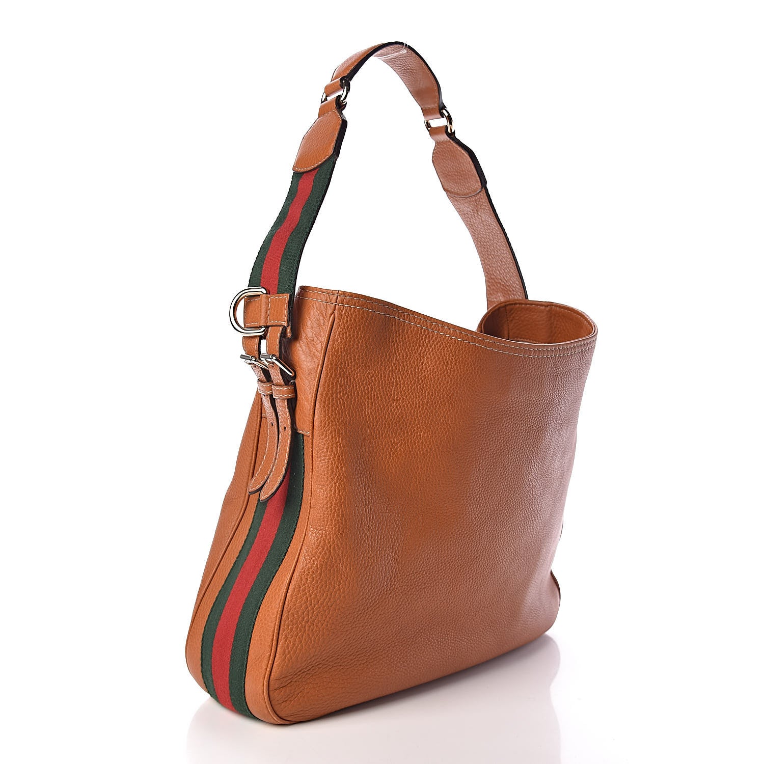 Gucci Pebbled Calfskin Medium Heritage Shoulder Bag Light Tobacco 3 of 13