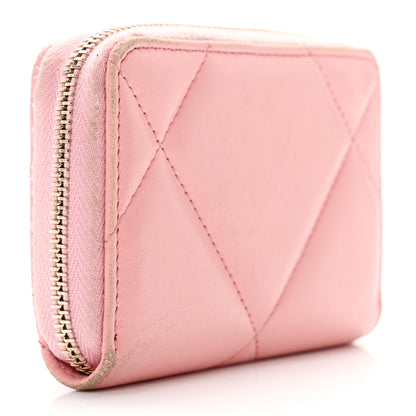 Chanel Lambskin Quilted Chanel 19 Zip Around Coin Purse Wallet Light Pink 3 of 12