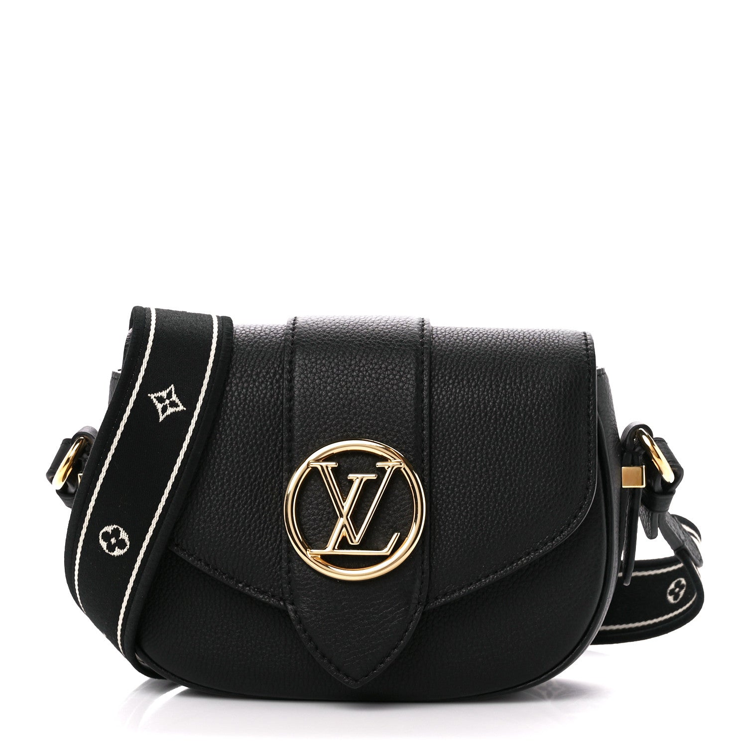 Louis Vuitton Grained Calfskin LV Pont 9 Soft PM Black 1 of 11