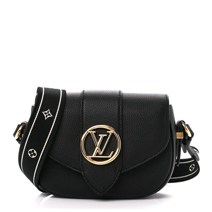 Louis Vuitton Grained Calfskin LV Pont 9 Soft PM Black 1 of 11
