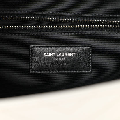 Saint Laurent Grain De Poudre Matelasse Chevron Large Monogram Satchel Light Grey 5 of 11
