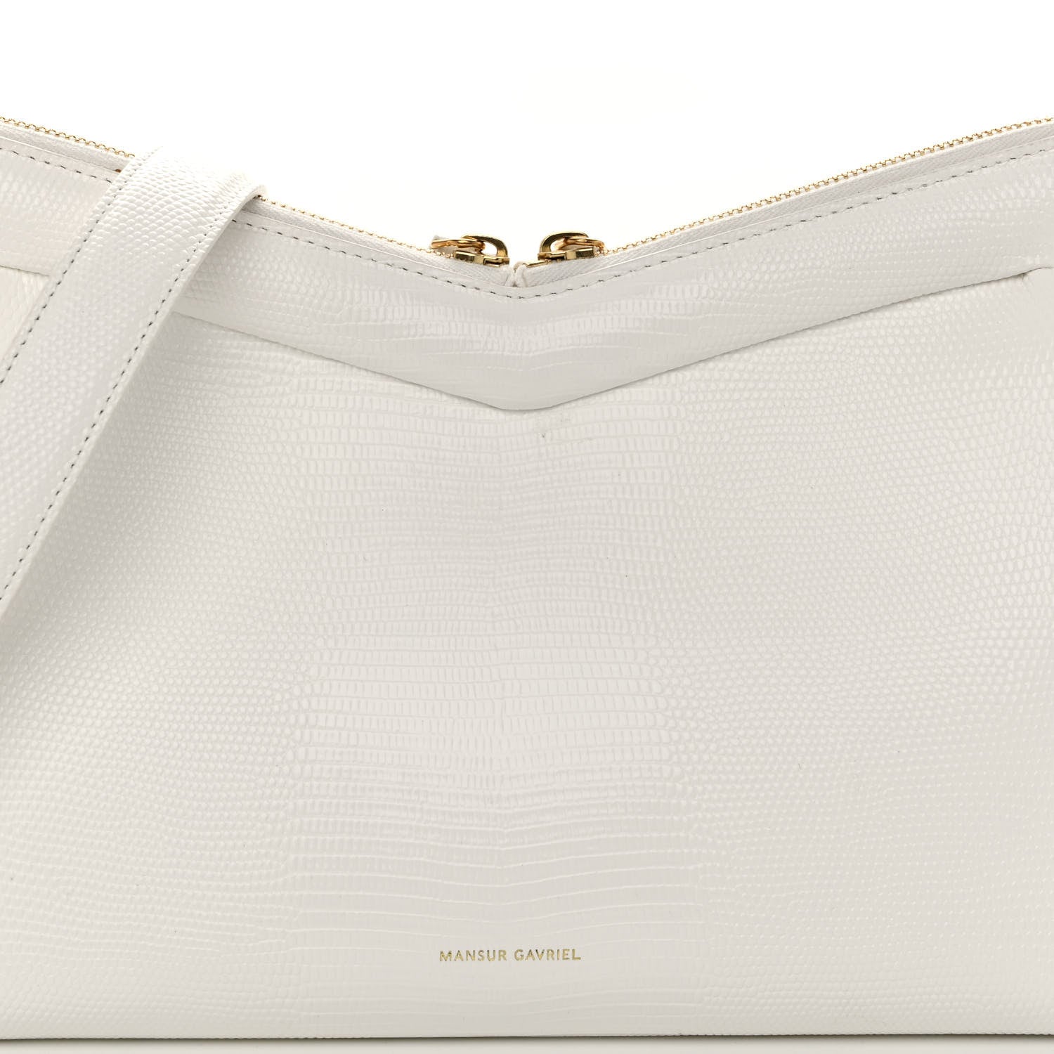 Mansur Gavriel Calfskin Lizard Embossed M Frame Bag White 8 of 12