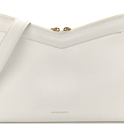Mansur Gavriel Calfskin Lizard Embossed M Frame Bag White 8 of 12