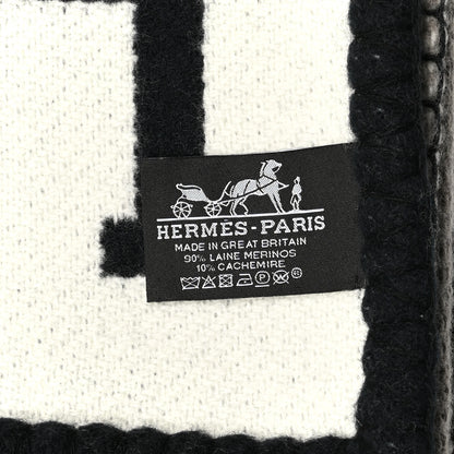 Hermes Wool Cashmere Avalon III Blanket Ecru Black 3 of 3