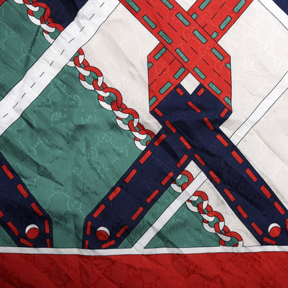 Gucci Silk Chain Argyle Square Scarf Emerald Red 2 of 4