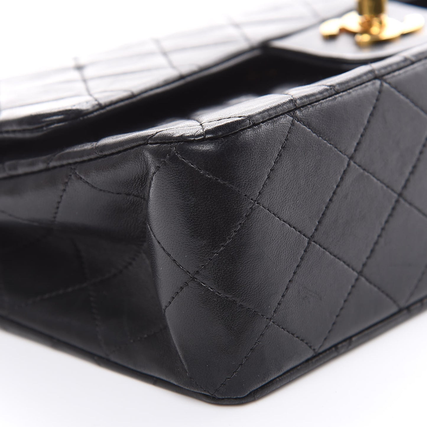 Lambskin Quilted Medium Double Flap Black