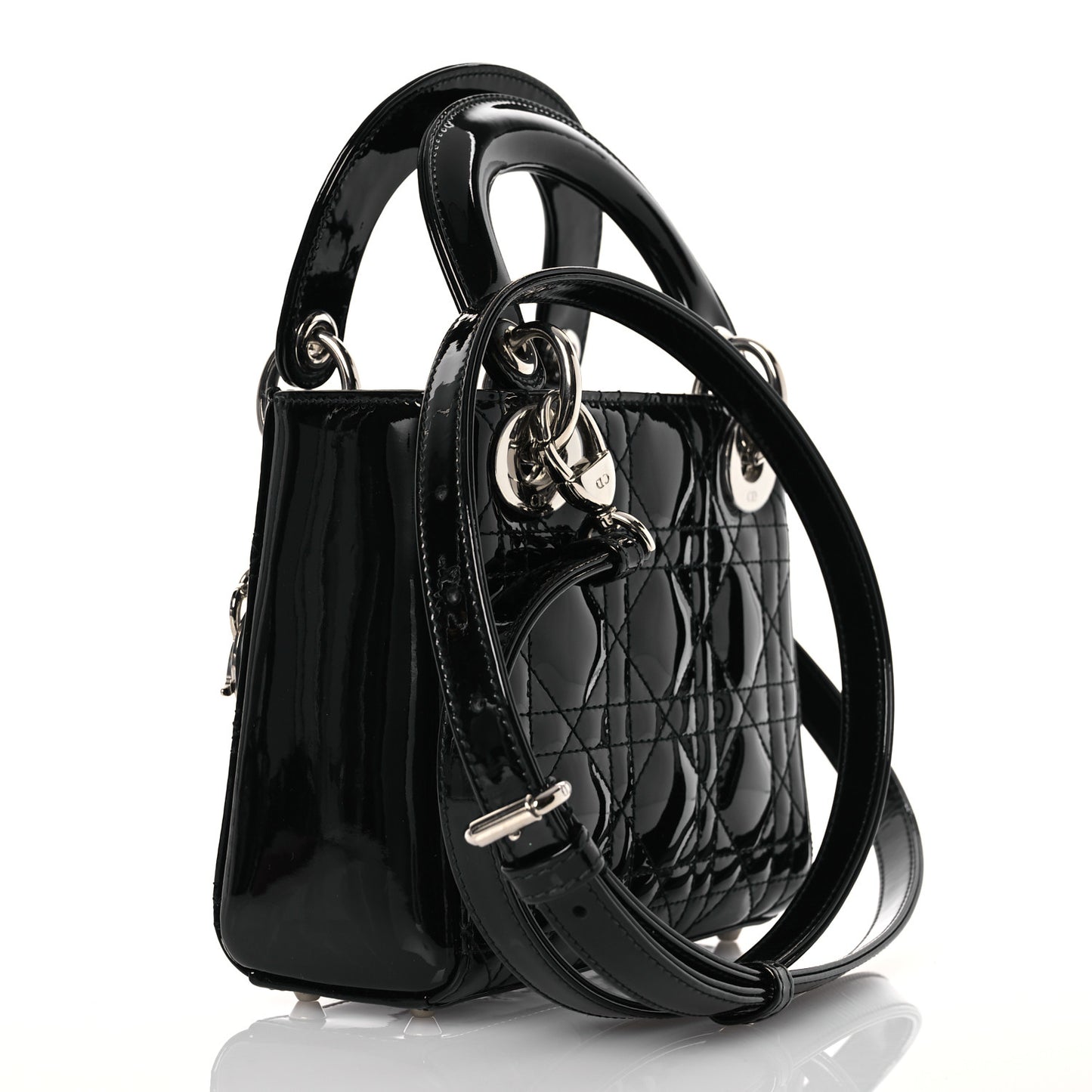 Patent Cannage Mini Lady Dior Black