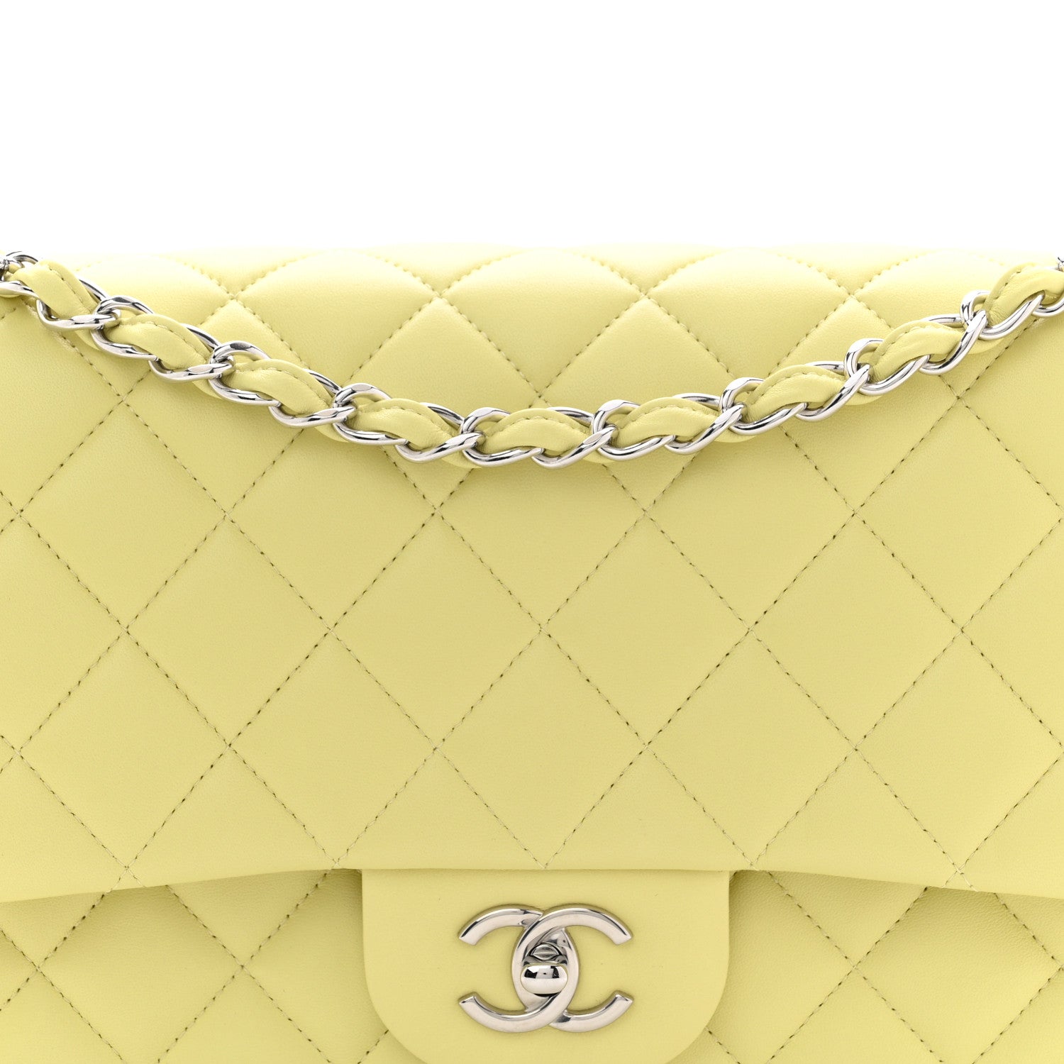 Chanel Lambskin Quilted Jumbo Double Flap Yellow 1878729