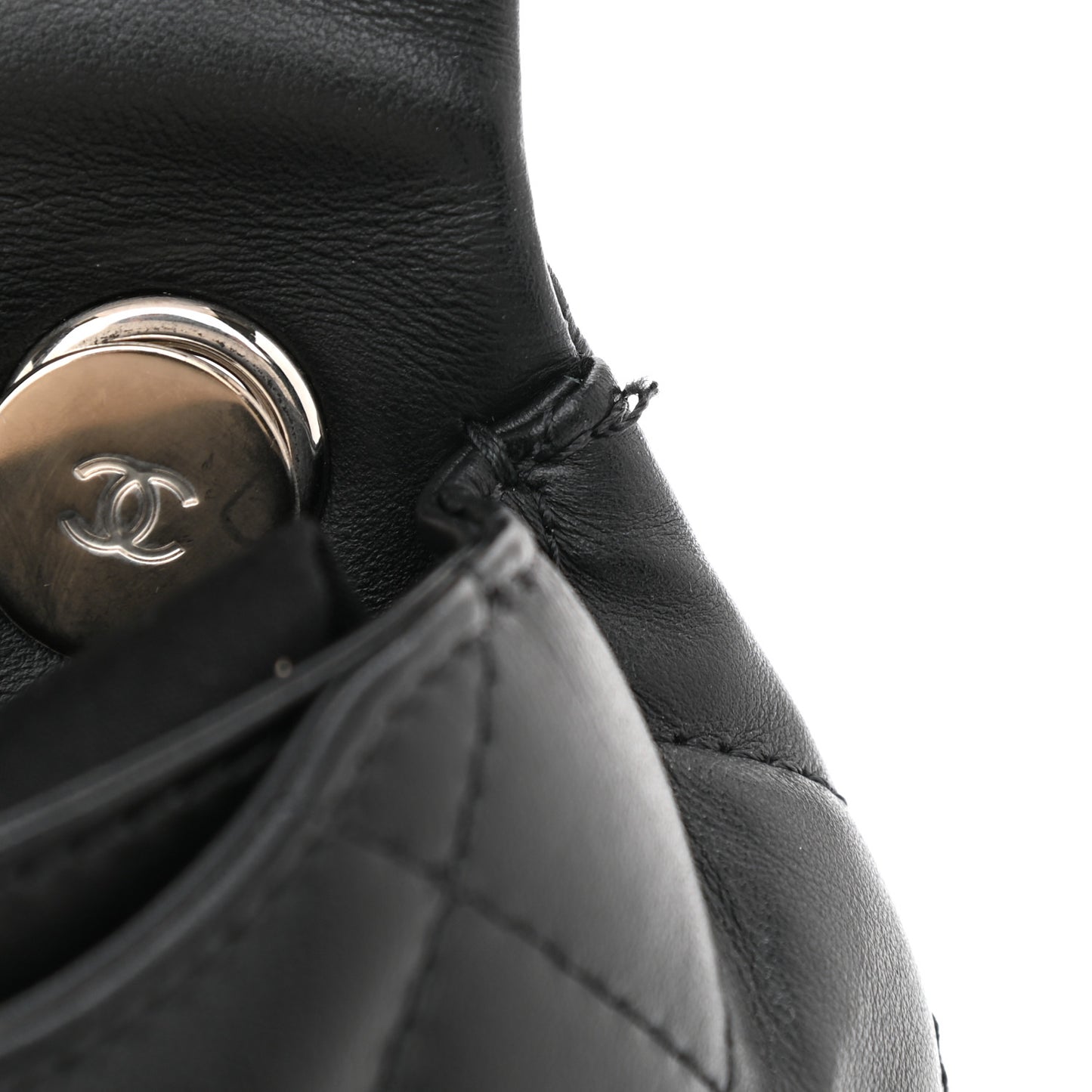 Calfskin Quilted CC Uniform Flap Belt Bag Black