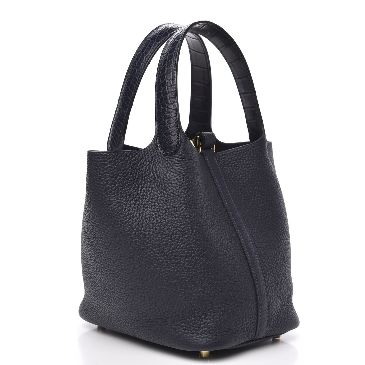 Taurillon Clemence Matte Alligator Picotin Lock Touch 18 PM Bleu Nuit