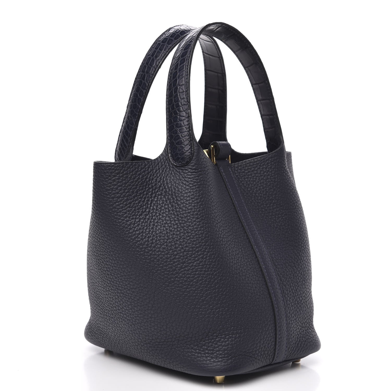 Hermes Taurillon Clemence Matte Alligator Picotin Lock Touch 18 PM Bleu Nuit 3 of 9
