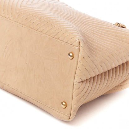 Chanel Wrinkled Lambskin Chevron Quilted Surpique Tote Beige 4 of 11