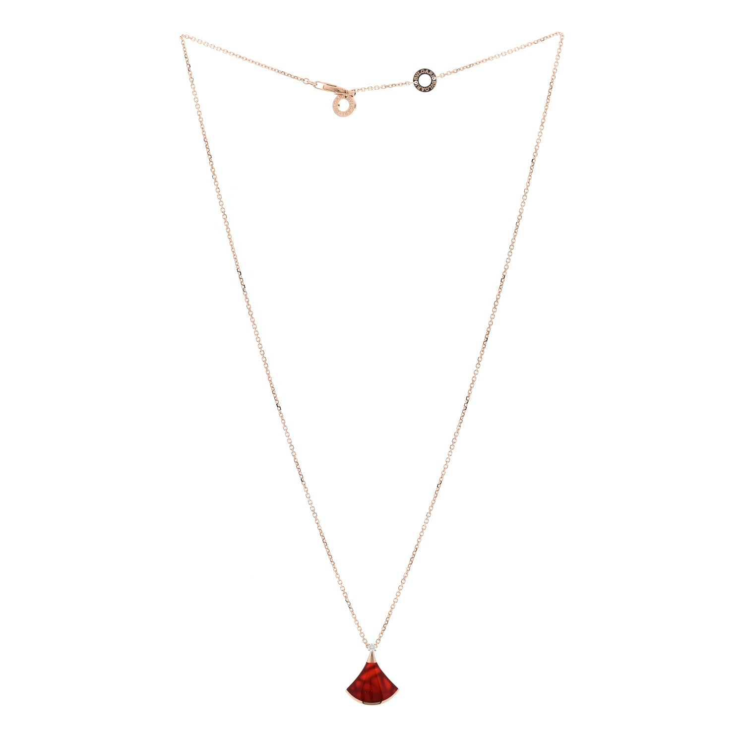 Bulgari 18K Rose Gold Diamond Carnelian Divas' Dream Pendant Necklace 3 of 7